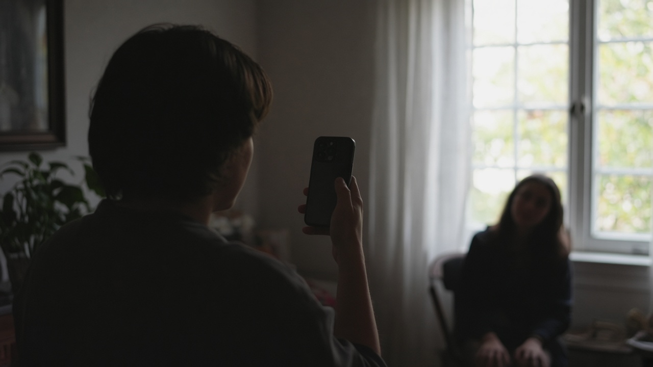 Backlit window scene where a phone photo leaves faces in shadow while the bright window dominates exposure