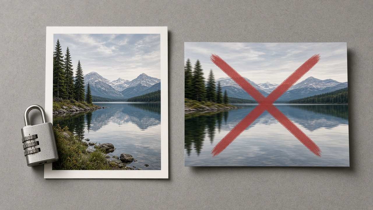 Illustration of a photo resized with the aspect ratio locked next to a stretched 16:9 version crossed out
